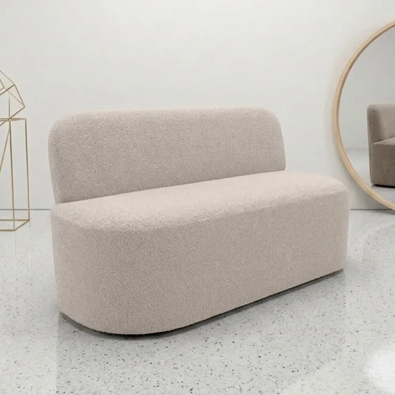 Poltrona Namoradeira Para Sala Living Orgânica Naeris W01 Bouclê Bege - Lyam Decor - Lyam Decor - Móveis