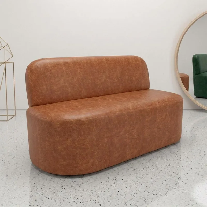 Poltrona Namoradeira Para Sala Living Orgânica Naeris W01 Couríssimo Camel - Lyam Decor - Lyam Decor - Móveis
