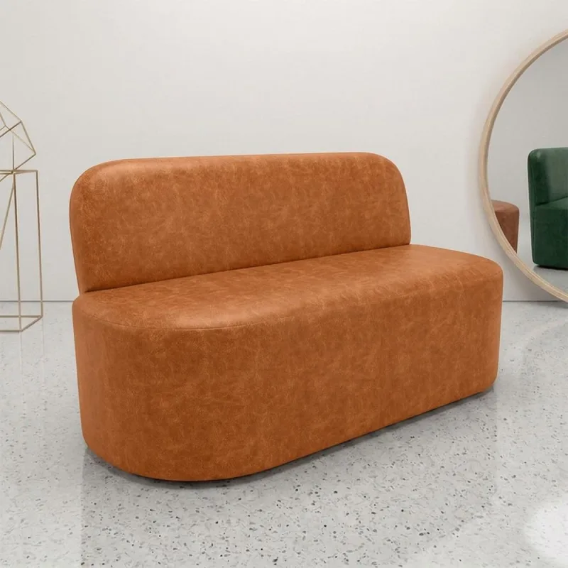 Poltrona Namoradeira Para Sala Living Orgânica Naeris W01 Couríssimo Canela - Lyam Decor - Lyam Decor - Móveis