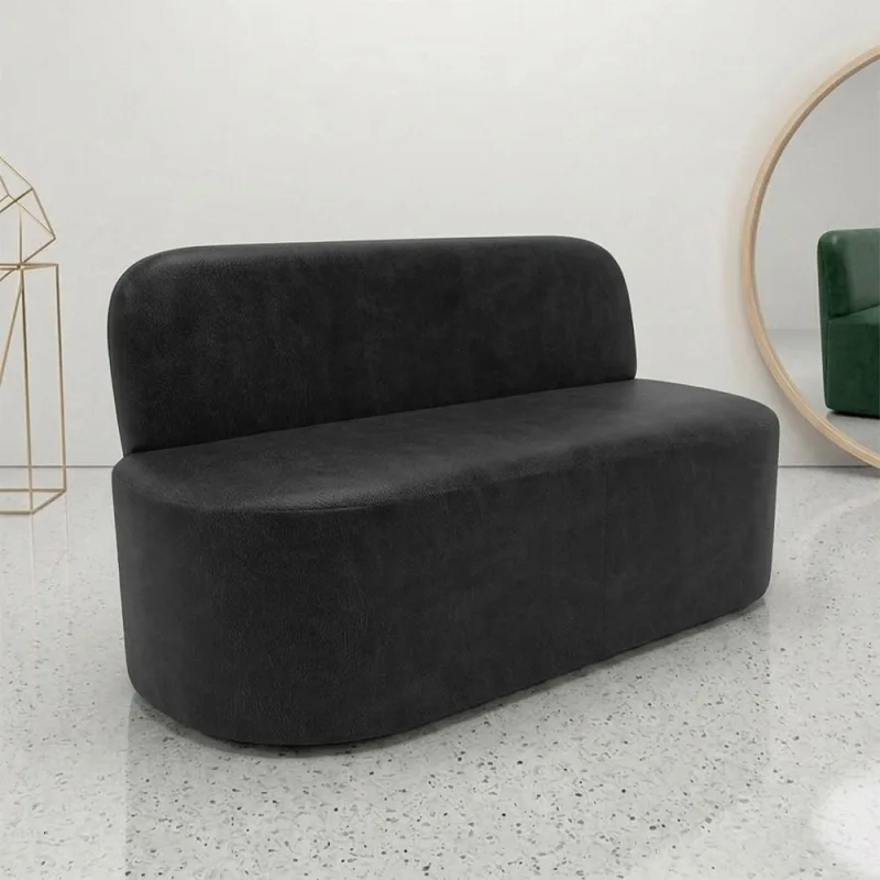 Poltrona Namoradeira Para Sala Living Orgânica Naeris W01 Couríssimo Preto - Lyam Decor - Lyam Decor - Móveis