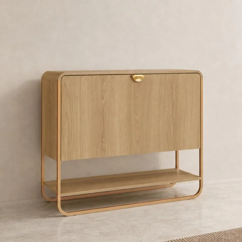 Sapateira Vertical Aparador 93cm Orgânica Industrial Alek A03 Hanover Dourado - Lyam Decor - Lyam Decor - Móveis
