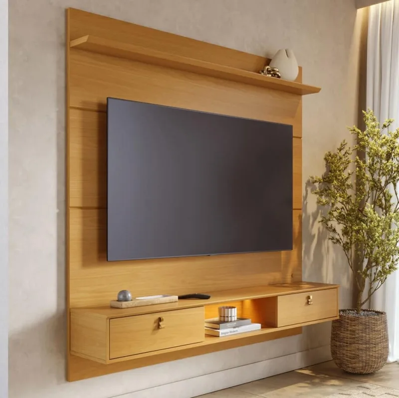 Painel Para TV 60 Pol com Bancada Suspensa 160cm Turquia C04 Naturale - Lyam Decor - Lyam Decor