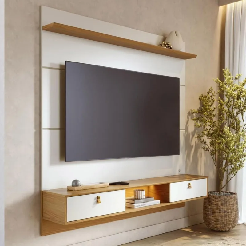 Painel para TV 60 Pol Turquia C04 160CM MDP com LED Off White Lyam Decor - Lyam Decor - Agro