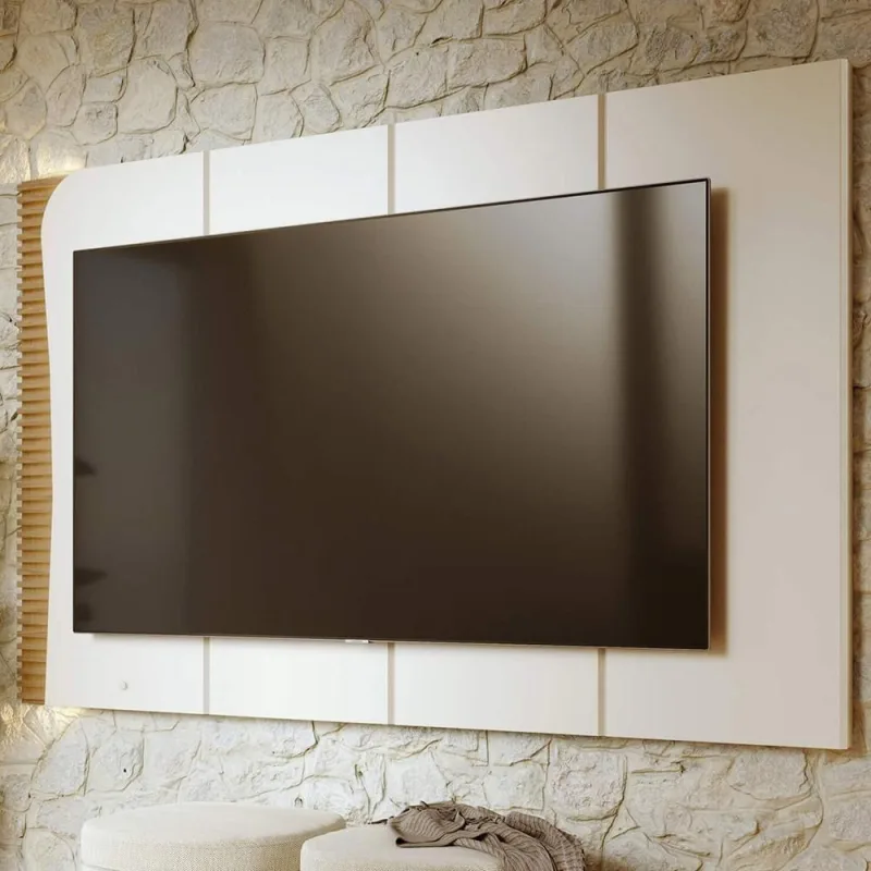 Painel para TV Salerno C04 65" 216CM MDF-MDP com LED Off White Lyam Decor - Lyam Decor