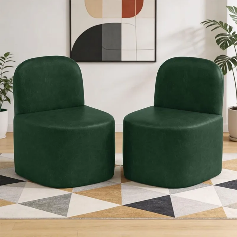 Kit 02 Poltronas Decorativas Orgânica Para Sala de Estar Living Lumiere W01 Couríssimo Verde - Lyam Decor - Lyam Decor - Móveis