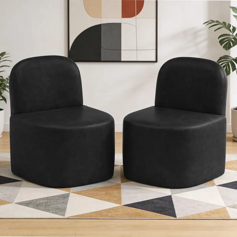 Kit 02 Poltronas Decorativas Orgânica Para Sala de Estar Living Lumiere W01 Couríssimo Preto - Lyam Decor - Lyam Decor - Móveis