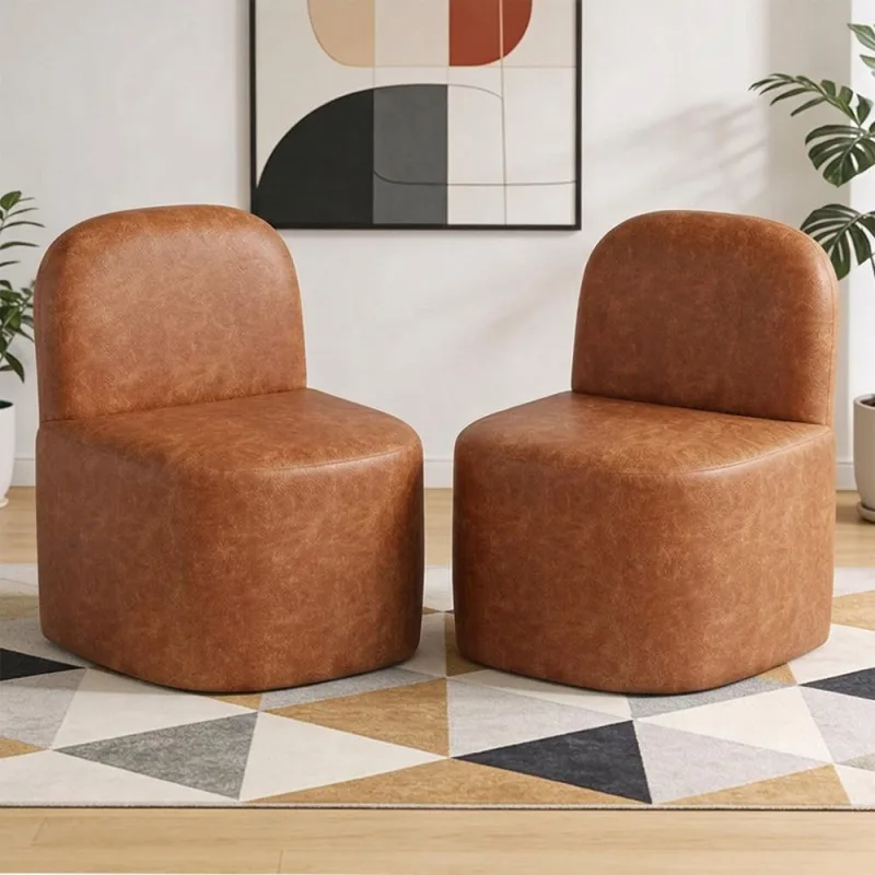 Kit 02 Poltronas Decorativas Orgânica Para Sala de Estar Living Lumiere W01 Couríssimo Camel - Lyam Decor - Lyam Decor - Móveis