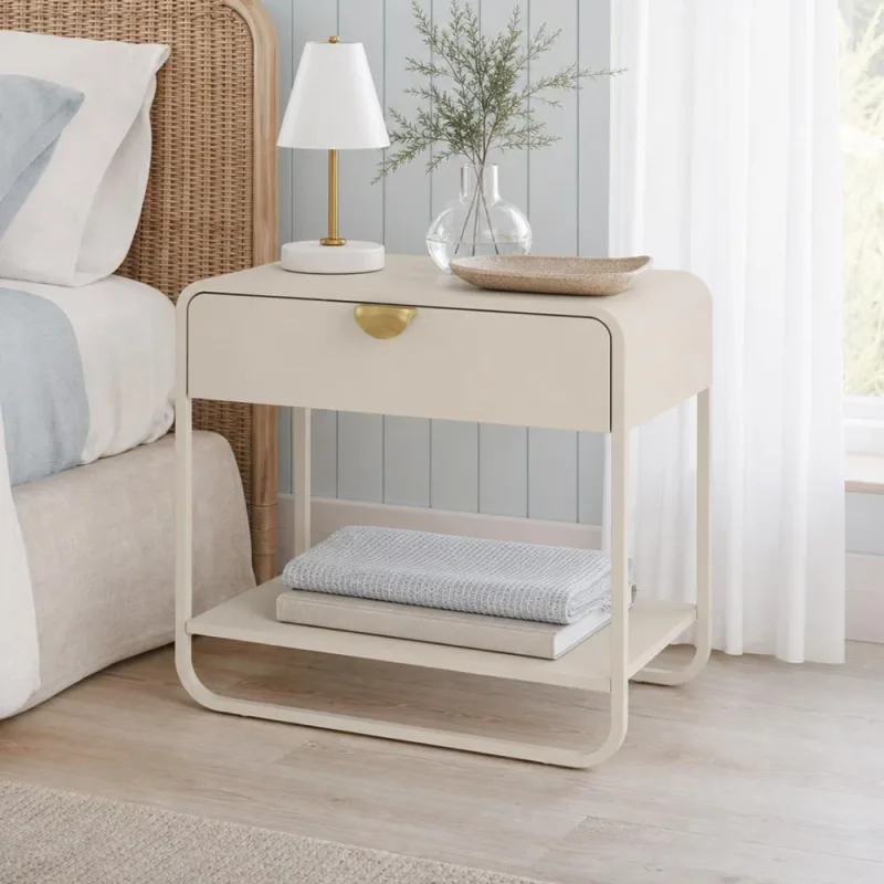 Mesa de Cabeceira Industrial Orgânico 1 Gaveta 60cm Alek A03 Off White - Lyam Decor - Lyam Decor - Móveis
