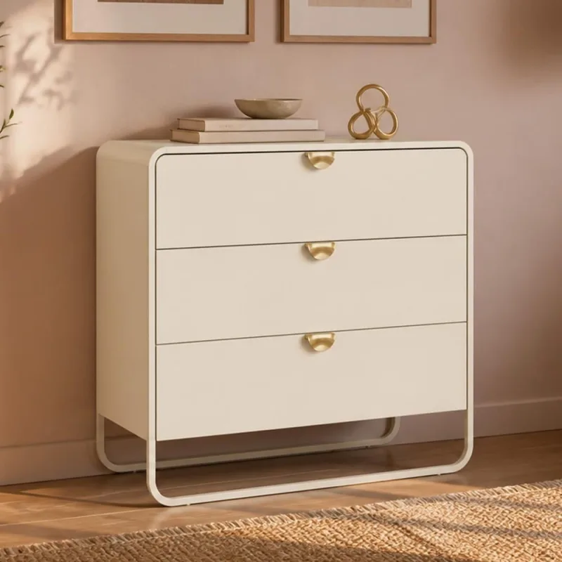Cômoda Para Quarto 3 Gavetas Industrial Orgânico 90cm Alek A03 Off White - Lyam Decor - Lyam Decor - Móveis