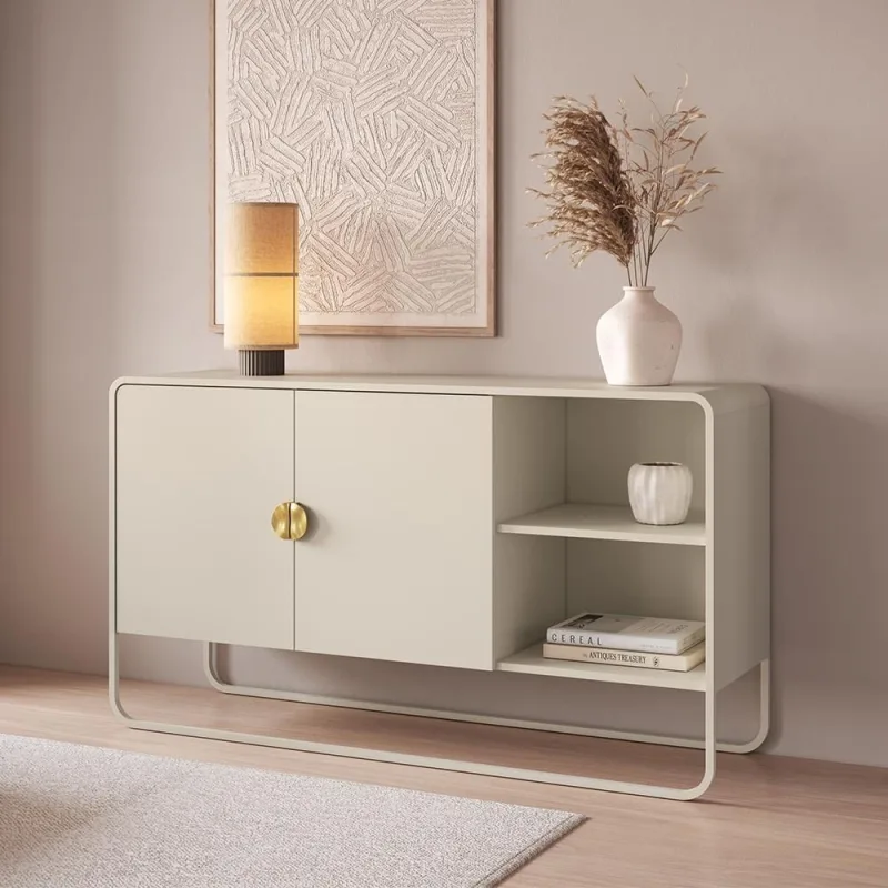 Aparador Buffet Para Sala de Jantar 2 Portas Industrial 135cm Alek A03 Off White - Lyam Decor - Lyam Decor