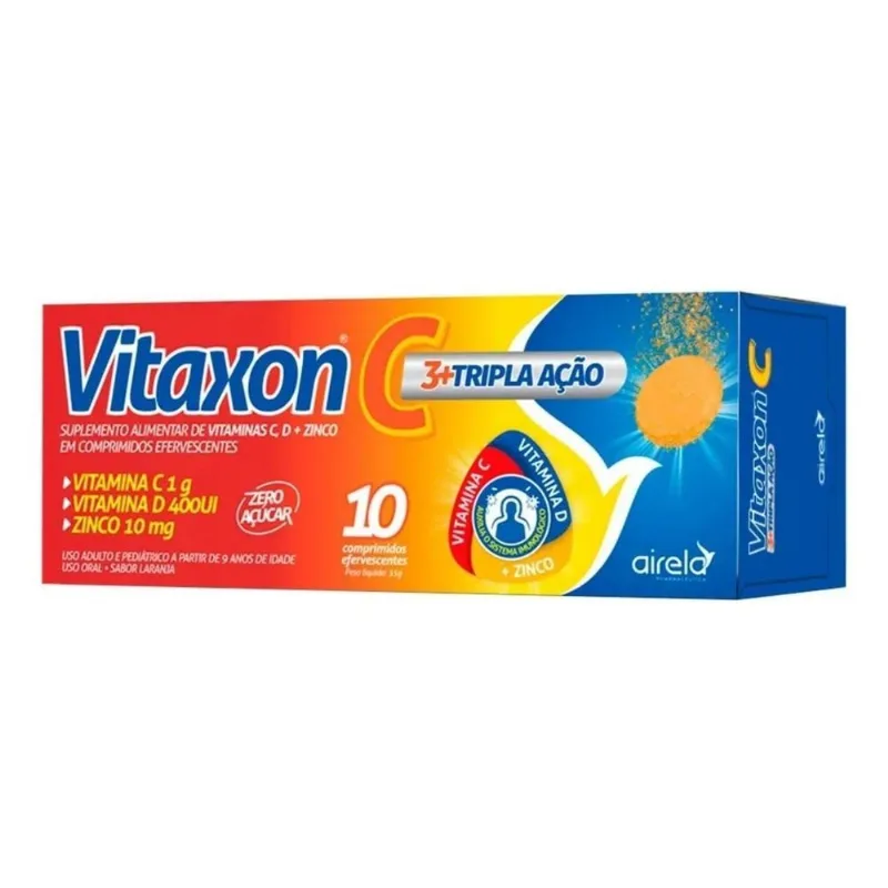 2x Vitaxon Tripla Ação Vitamina C+d+zinco 10 Comp Efervesc F