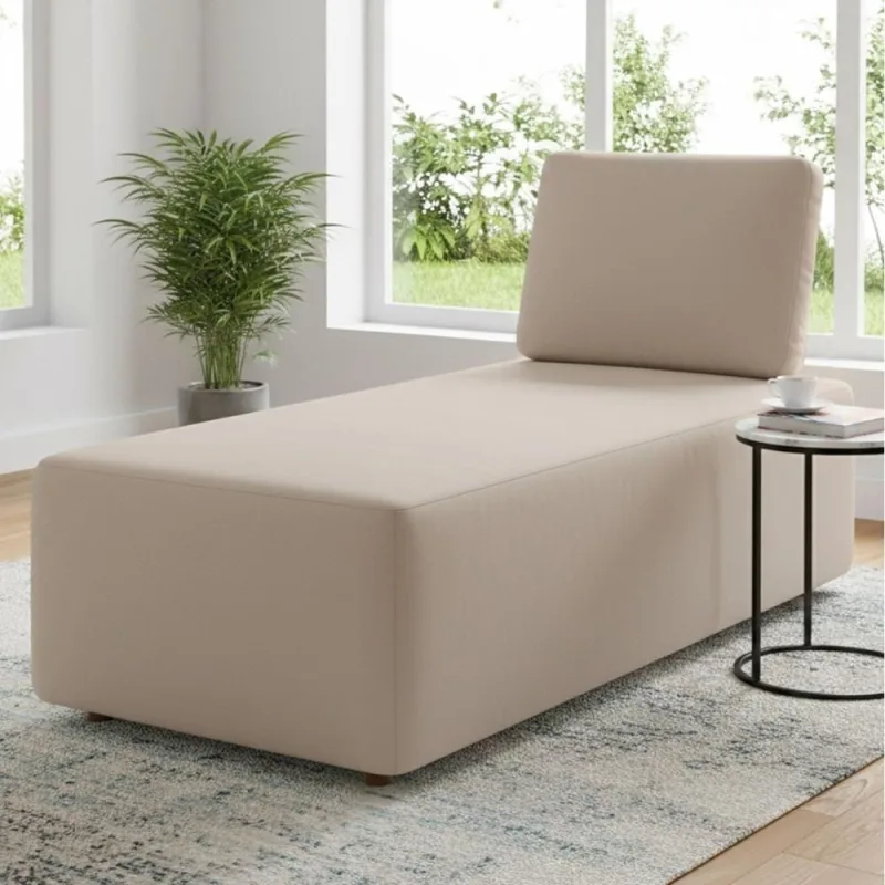 Sofá Chaise Modular 74cm Sala De Estar Rovier Veludo Bege Z32 - Mpozenato - Mpozenato