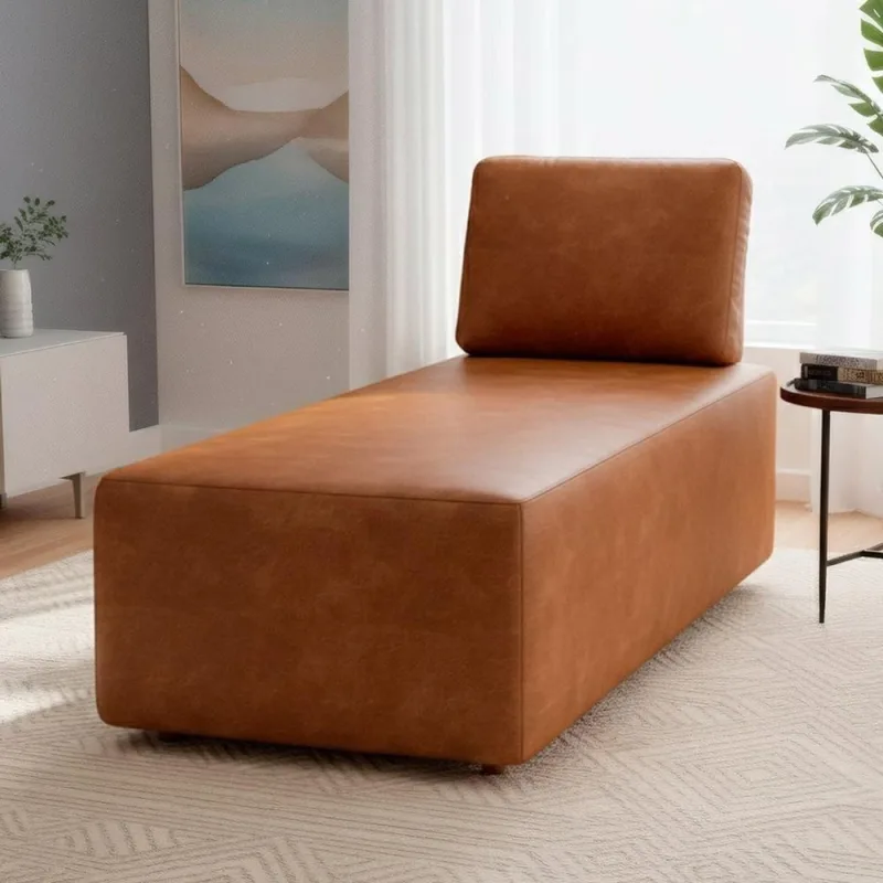 Sofá Chaise Modular 74cm Sala De Estar Sintético Caramelo Z32 - Mpozenato - Mpozenato - Móveis