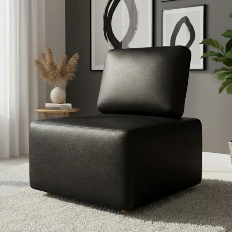 Poltrona Sala De Estar Decorativa Rovier Sintético Preto Z32 - Mpozenato - Mpozenato - Móveis