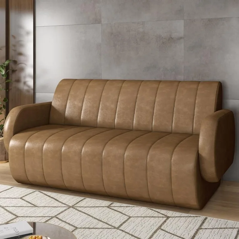 Sofá 2 Lugares Munik 188cm Sintético Camel Z08 para Sala de Estar Mpozenato - Mpozenato - Agro