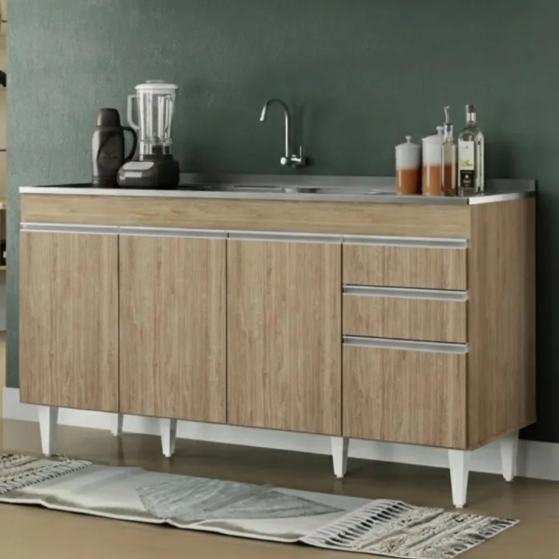 Balcão De Cozinha Com Pia Inox 150cm Marrocos Castanho - Lumil - OUTRAS - Agro