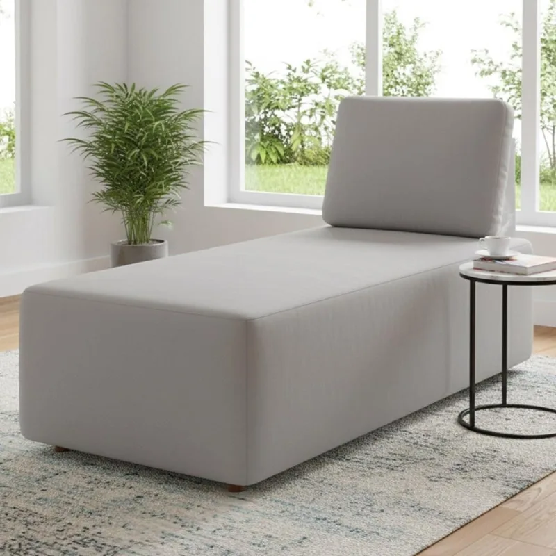 Sofá Chaise Modular 74cm Sala De Estar Rovier Veludo Cinza Z32 - Mpozenato - Mpozenato