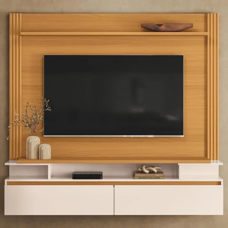Painel Tv 65 Pol 181cm Bancada Suspensa Walle Cinamomo/off H01 - Mpozenato - Mpozenato - Móveis