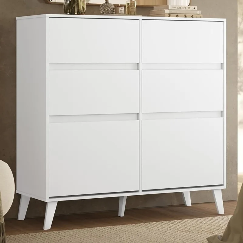 Cômoda com Sapateira Dalia A02 4 Gavetas MDF-MDP Branco para Quarto Mpozenato - Mpozenato - Bebês