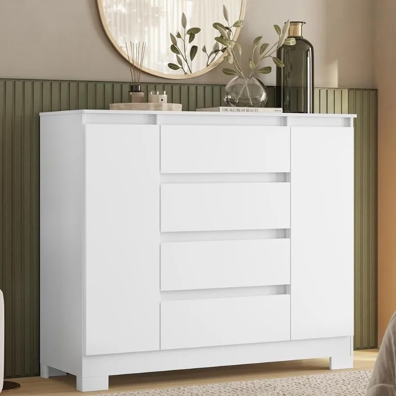 Cômoda Quarto Sapateira Selene Flex A02 4 Gavetas MDF-MDP Branco Titanium Rosa Azul Mpozenato