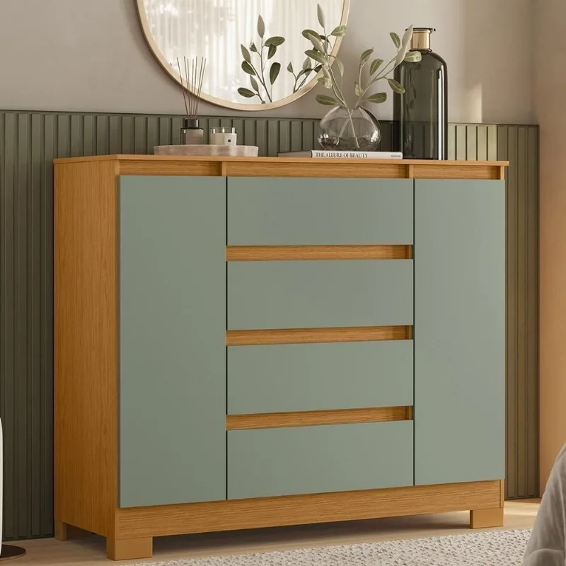 Cômoda Quarto Sapateira Selene A02 4 Gavetas MDF-MDP Bege com 2 Portas e Pés Mpozenato