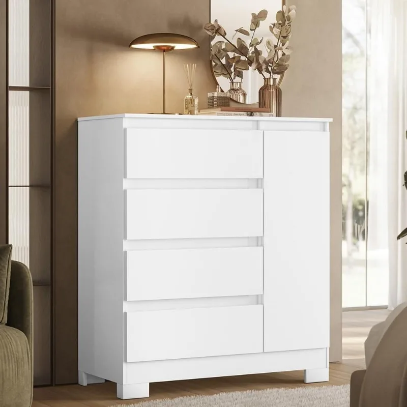 Cômoda Sapateira Lipion Flex A02 4 Gavetas MDF-MDP Branco-titanium-rosa-azul Mpozenato