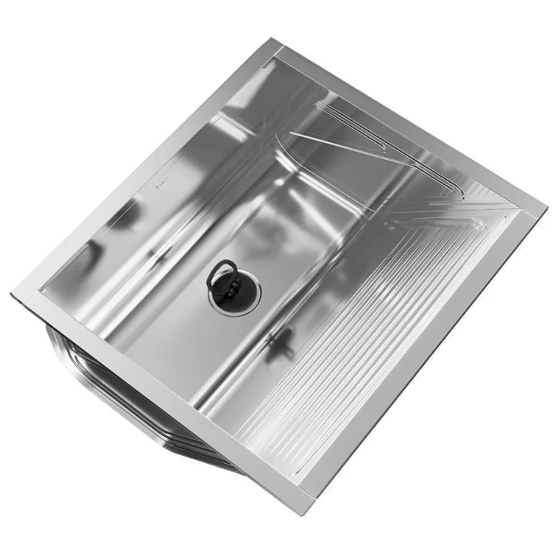 Tanque De Lavar Roupa G01 48l De Embutir Aço Inox Com Esfregador Mpozenato