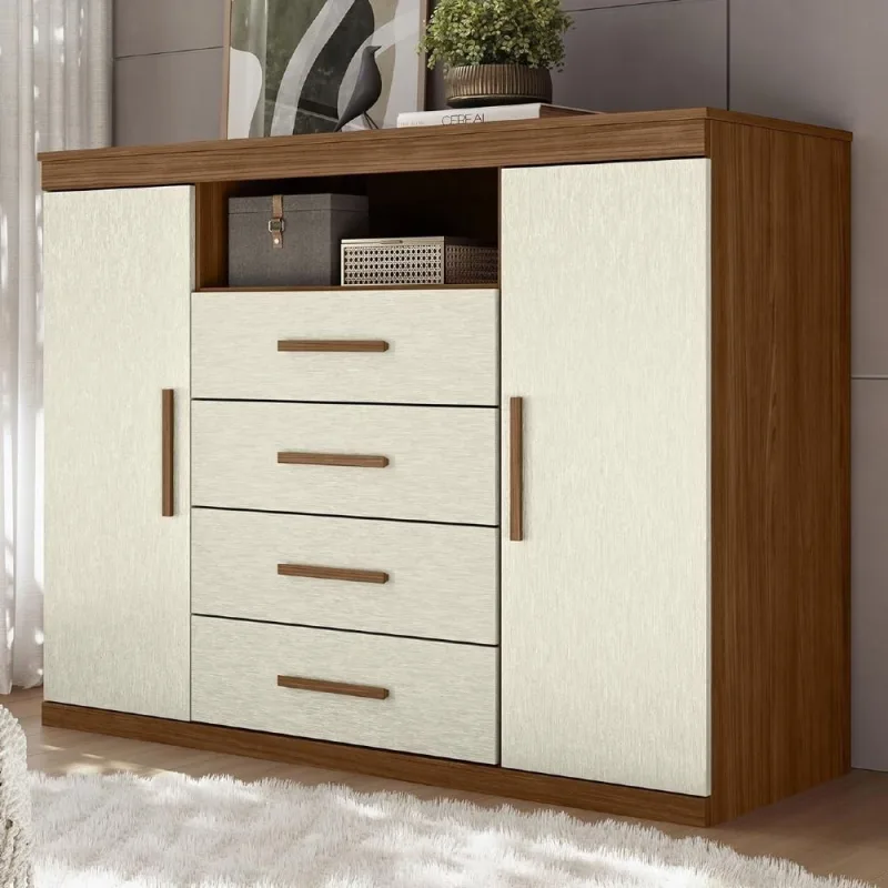 Cômoda Savana S01 4 Gavetas MDF-MDP Jatobá-areia Mpozenato 129CM - Mpozenato - Móveis
