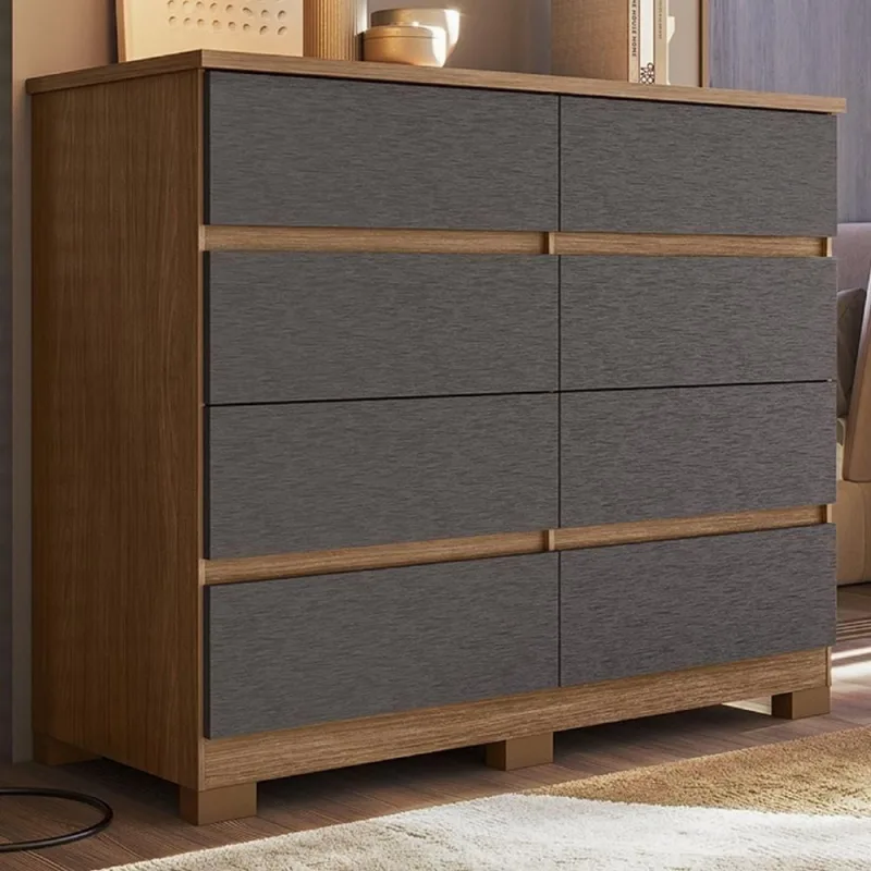 Cômoda Morin 8 Gavetas MDF-MDP Jatobá-Grafite Mpozenato 136CM - Mpozenato - Móveis