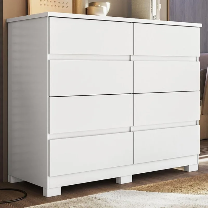 Cômoda Morin S01 8 Gavetas MDF-MDP sem Puxador Branco Quarto Moderno Mpozenato - Mpozenato - Móveis
