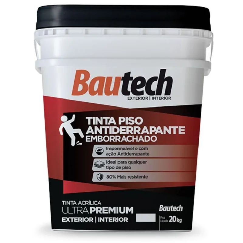 Tinta Piso Antiderrapante Acrílica Emborrachada 20kg 37011 Branca Bautech
