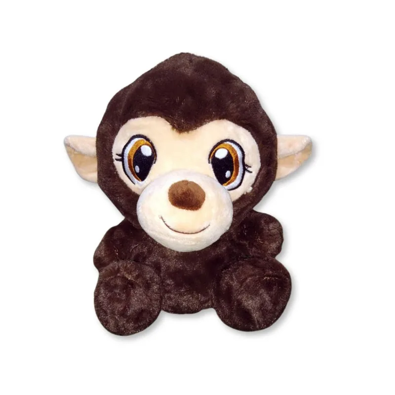 Macaco de Pelúcia 25cm Fizzy Toys Marrom com Olhos Grandes – Fofo e Seguro