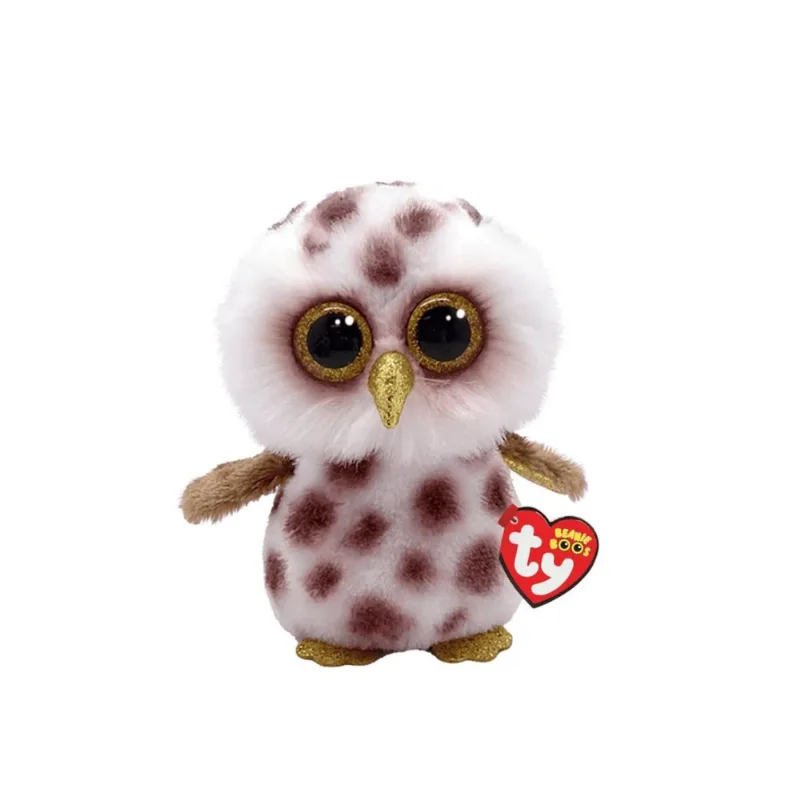 Bicho de Pelúcia Ty Beanie Boos Coruja Whoolie 14cm Original com Olhos Brilhantes