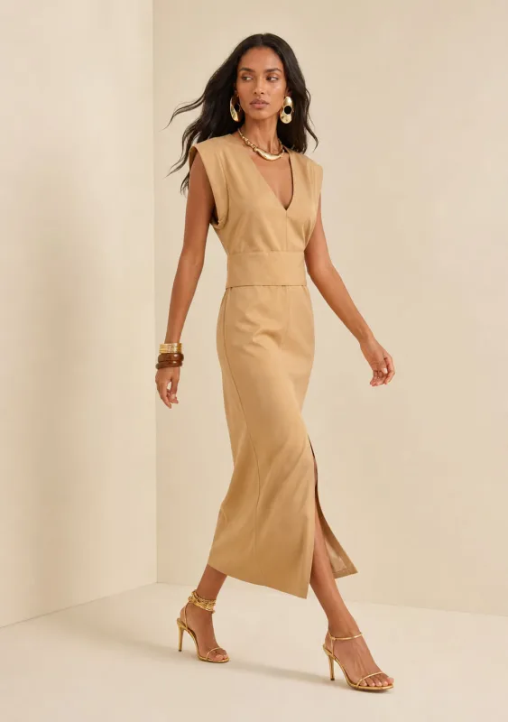 Vestido Curto Orla Bege - Morena Rosa - Linhas