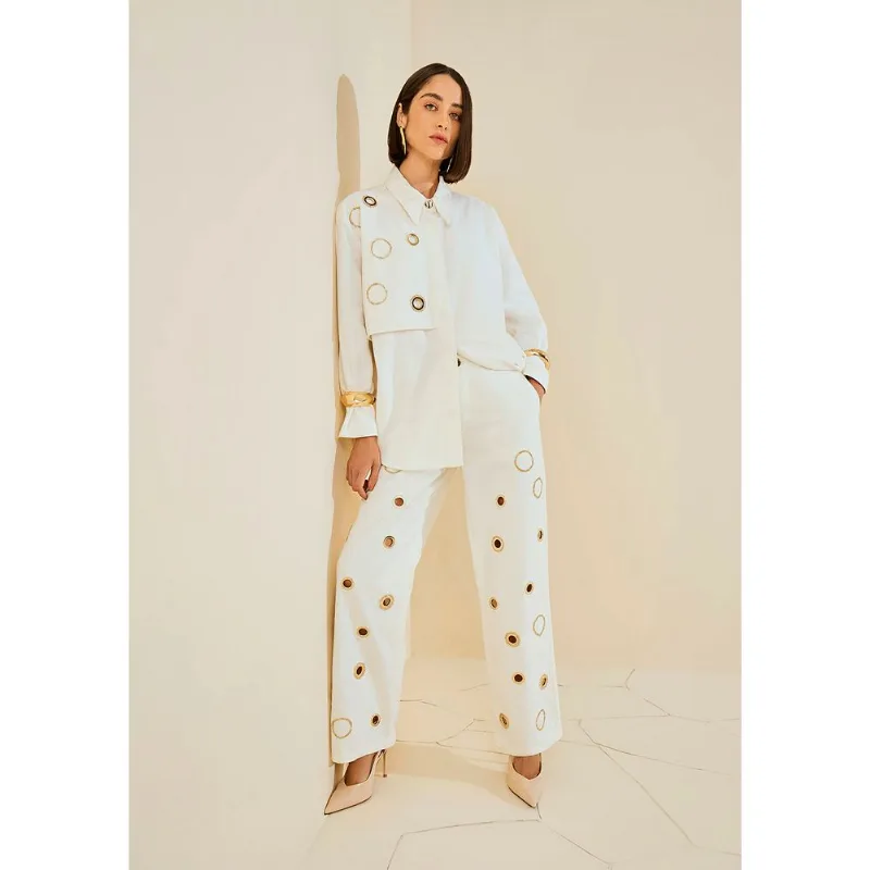 Calça Morena Rosa Wide Média Off White 40