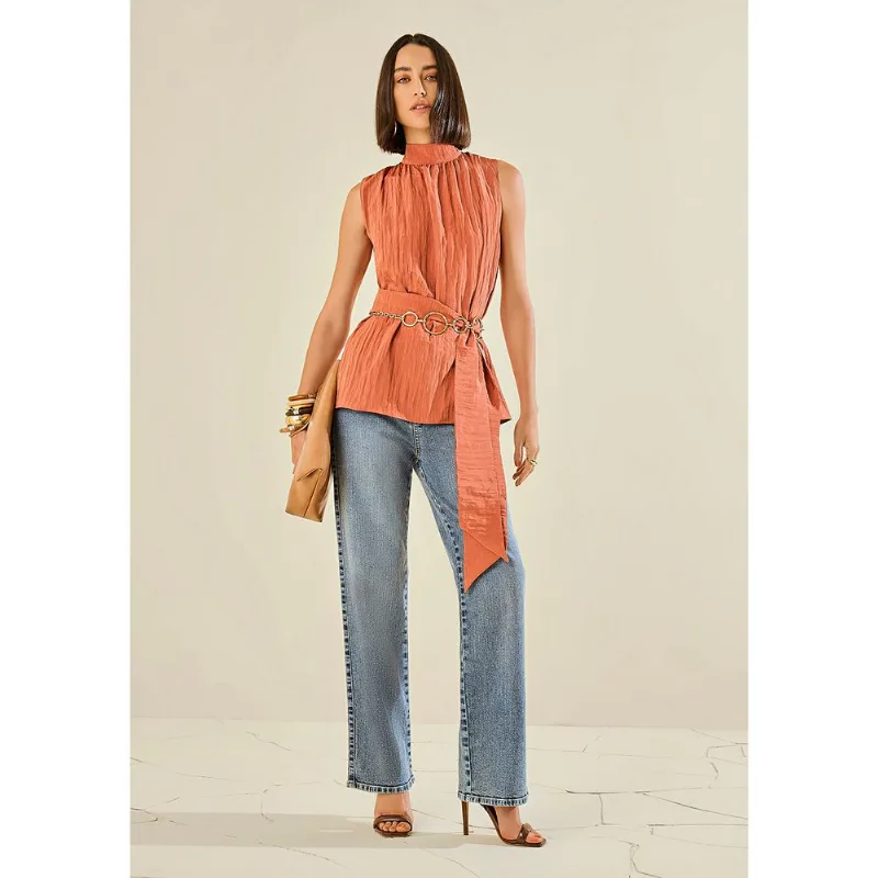 Calça Morena Rosa Wide Média Azul 38
