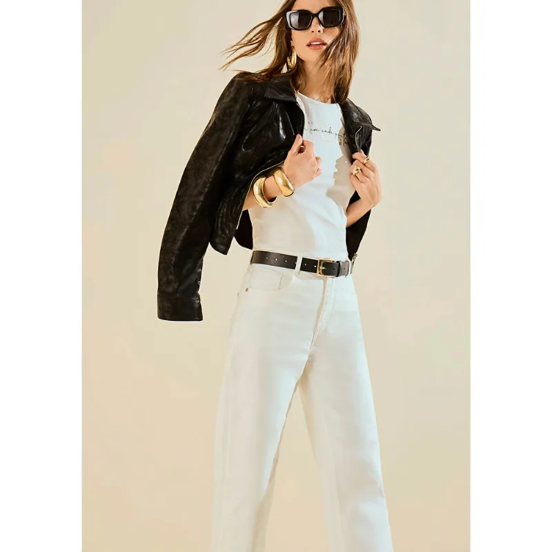 Calça Morena Rosa Boot Cut Alta Off White 46