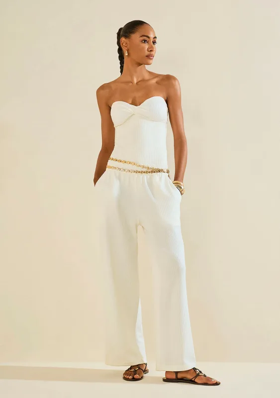 Calça Reta Alvéolo Branco - Morena Rosa - Linhas
