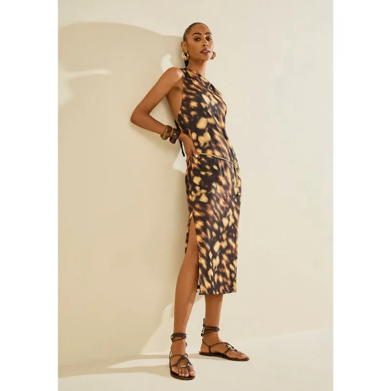 Vestido Midi Instinto Preto/marrom G - Morena Rosa