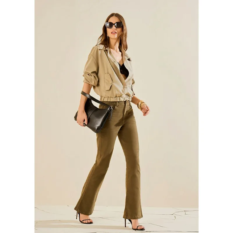 Calça Morena Rosa Boot Cut Alta Verde 40