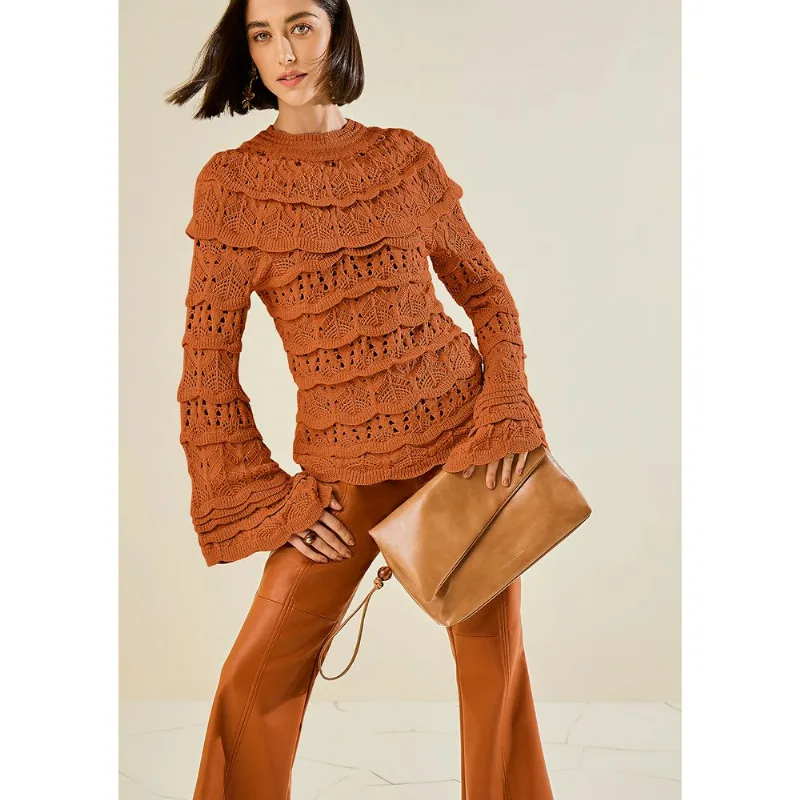Blusa Morena Rosa Ajustada Decote Careca Manga Longa Alongada Marrom G - Morena Rosa