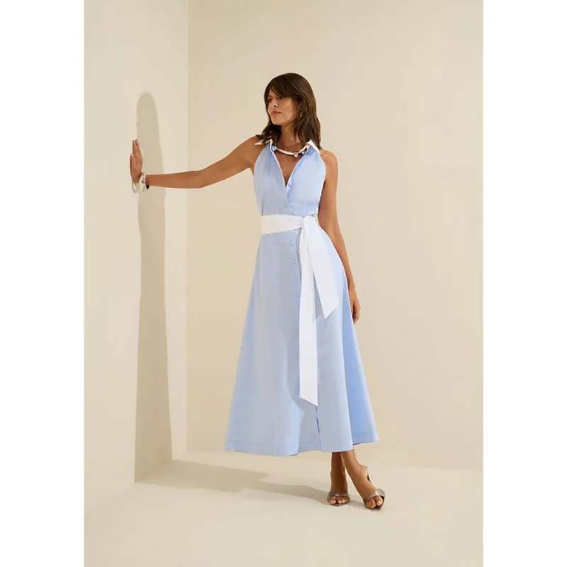 Vestido Midi Aeris Azul Escuro G - Morena Rosa