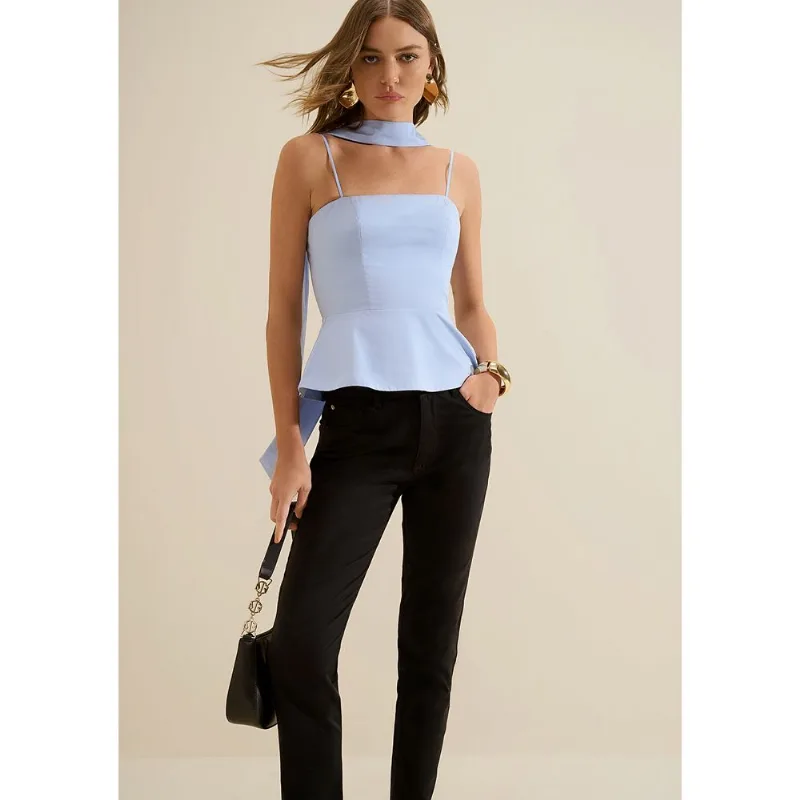 Blusa Decote Reto Aeris Azul Escuro G - Morena Rosa