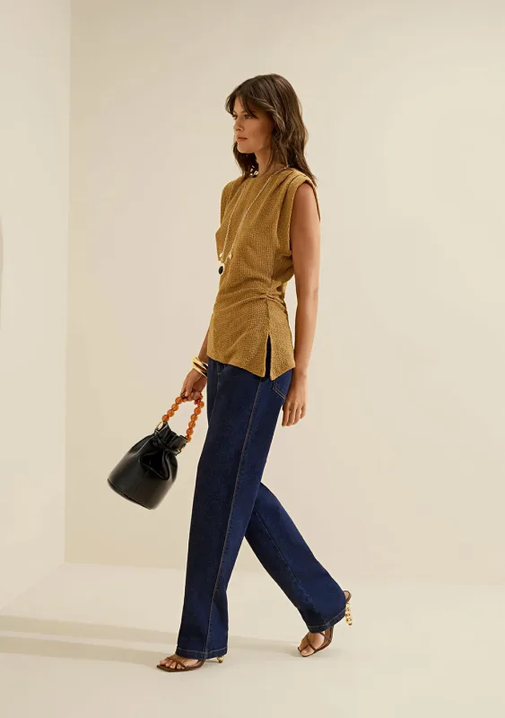Calca Jeans Reta Prisma Azul - Morena Rosa - Linhas
