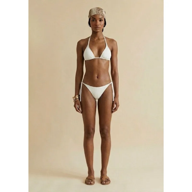 Biquíni Morena Rosa Cortininha Bojo Removível Calcinha Rolete Amarrar Off White GG