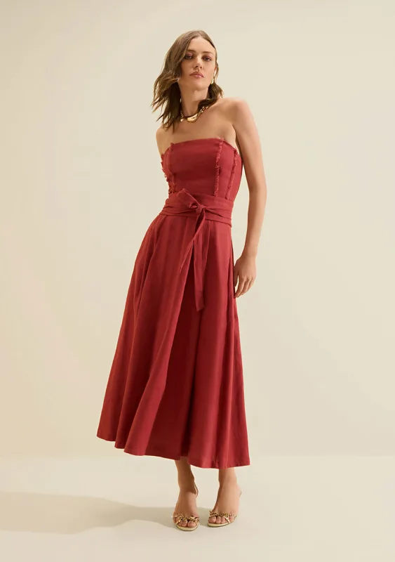 Vestido Midi Estado Natural Bordo - Morena Rosa - Linhas