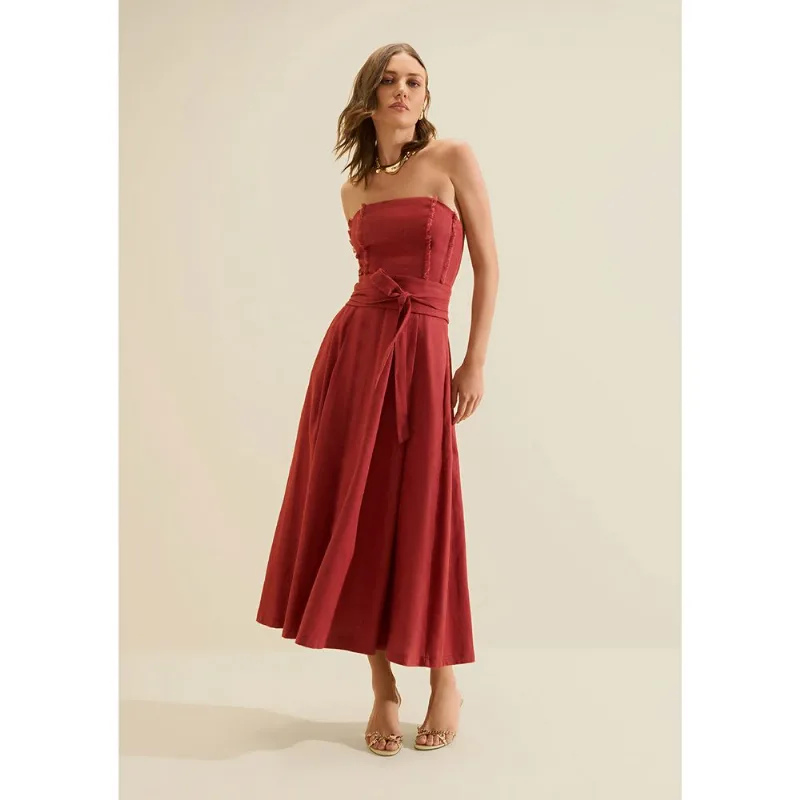 Vestido Midi Estado Natural Bordo M