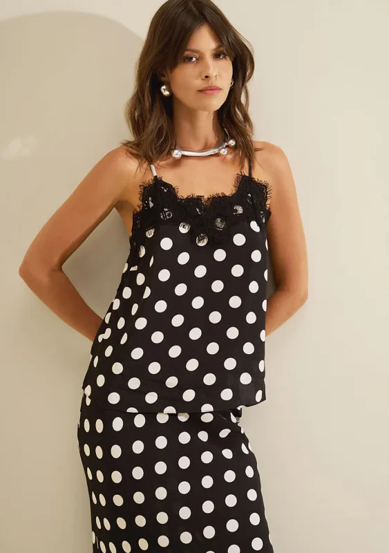 Blusa Alça Fina Sonata Preto/branco - Morena Rosa - Coleções