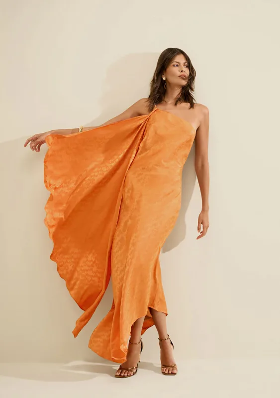 Vestido Um Ombro Só Lumina Laranja - Morena Rosa