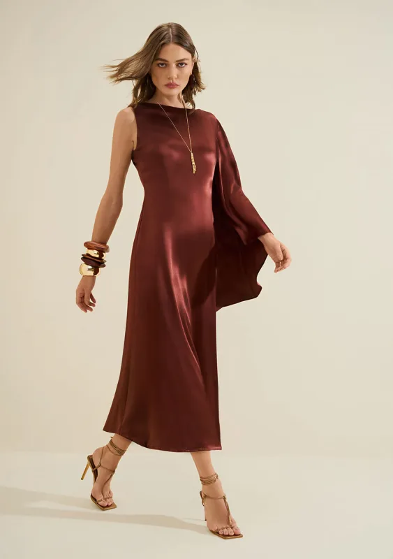 Vestido Midi Umbra Marrom - Morena Rosa - Linhas